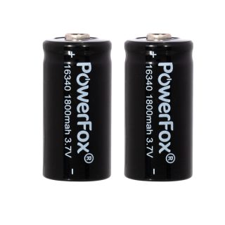 Due batterie ricaricabili PowerFox 16340 da 1800 mAh per puntatore laser compatto