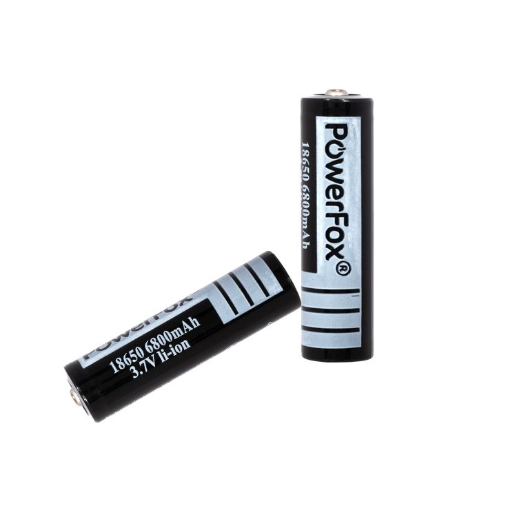 Due batterie ricaricabili PowerFox 18650 da 6800 mAh per puntatore laser